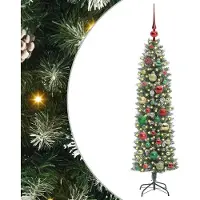 Syfax Künstlicher schlanker Weihnachtsbaum Grün und Weiß 120 cm