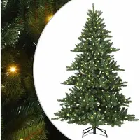 Syfax Künstlicher klappbarer Weihnachtsbaum Grün 240 cm PVC und Stahl