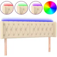 Syfax LED Kopfteil Creme 147x16x78/88 cm Stoff