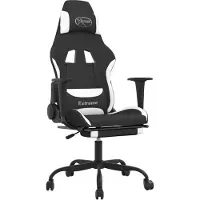 Syfax Gaming-Stuhl mit Massage & Fußstütze Schwarz und Weiß Stoff