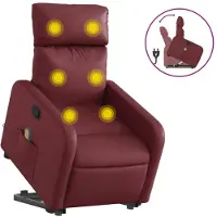 Syfax Massagesessel mit Aufstehhilfe Weinrot Kunstleder