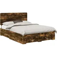 Syfax Bettrahmen Geräucherte Eiche 140 x 190 cm Holzwerkstoff