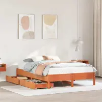 vidaXL Best Möbel Bettrahmen inkl. Lattenrost - Massivholzbett ohne Matratze Wachsbraun 140x190 cm Kiefernholz - Klassische Betten CL6461905 2parcel