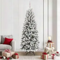 vidaXL "Schlussverkauf" Künstlicher Weihnachtsbaum(1 pc) - Kunstbaum/Tannenbaum - mit 300 LEDs mit Ständer Weiß 210 cm C7538