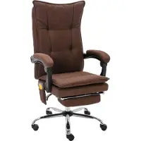 Syfax Bürostuhl Stoff Braun, Massage- & Heizfunktion, höhenverstellbar, neigbare Rückenlehne, Fußstütze, 64x68x113-120 cm
