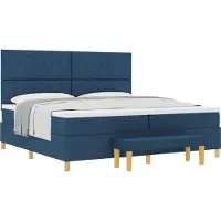 Syfax Boxspringbett mit Matratze mit Kopfteil Blau 200 x 200 cm Stoff