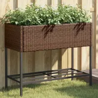 vidaXL Langlebige Hochbeete mit Ablage 2 Stk. Braun 90x40x75 cm Poly Rattan Pflanzkübel Möbel2711206