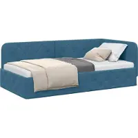 Syfax Eckbettgestell Blau 90 x 200 cm Samt