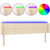 Syfax LED Kopfteil Creme 203x16x78/88 cm Stoff
