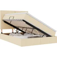 Syfax Aufbewahrungsbett mit Matratze Creme 140 x 190 cm Polyester