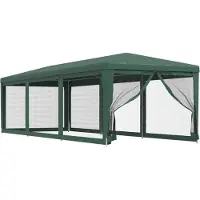 Syfax Partyzelt mit 8 Mesh-Seitenwänden Grün 3x9 m HDPE