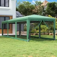Prolenta Maison Exclusive - Partyzelt mit 8 Mesh-Seitenwänden Grün 3x9 m HDPE