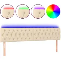 Syfax LED Kopfteil Creme 180x7x78/88 cm Stoff
