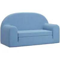 vidaXL Kinder-Schlafsofa 2-Sitzer Blau Weicher Plüsch