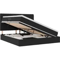 vidaXL LED-Speicherbett mit Matratze Schwarz 180 x 200 cm Samt