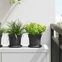 Prolenta Maison Exclusive - Runde Blumenplatte 24 pcs Schwarz Ø 14 x 2 cm Kunststoff