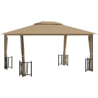 Syfax Pavillon mit Seitenwänden & Doppeldach 3x4 m Taupe