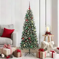 vidaXL "Schlussverkauf" Künstlicher Weihnachtsbaum(1 pc) - Kunstbaum/Tannenbaum - mit 150 LEDs mit Ständer Grün 150 cm C7460