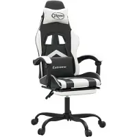 Syfax Gaming-Stuhl mit Fußstütze Drehbar Schwarz & Weiß Kunstleder