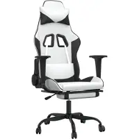 vidaXL Gaming-Stuhl mit Fußstütze Weiß und Schwarz Kunstleder