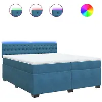 Syfax Boxspringbett mit Matratze Blau 200x200 cm Samt
