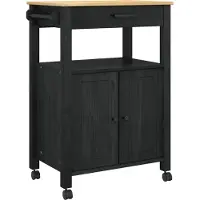 Syfax Küchentrolley MONZA Schwarz 60 x 40 x 88,5 cm Massivholz Kiefer