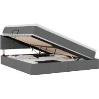 Syfax LED-Speicherbett mit Matratze Dunkelgrau 160 x 200 cm Stoff