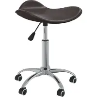 Syfax Bürostuhl Kunstleder Braun, höhenverstellbar, schwenkbar, Rollen, 110 kg, 44x44 cm, Höhe 46-57 cm