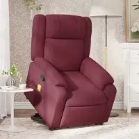 vidaXL Möbel Massagesessel mit Aufstehhilfe Weinrot Stoff - Ruhesessel 3205217