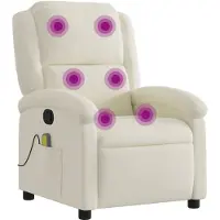 Syfax Massagesessel Samt Creme mit manueller Liegefunktion, Vibrationsfunktion und 6 Massagepunkten, 71x86,5x99,5 cm