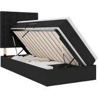 vidaXL LED-Speicherbett mit Matratze Schwarz 90 x 190 cm Stoff