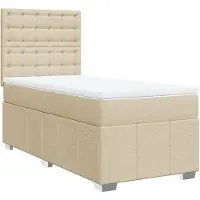 Syfax Boxspringbett mit Matratze Creme 100x200 cm Stoff
