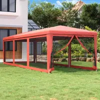 vidaXL Schlichtes Partyzelt mit 8 Mesh-Seitenwänden Rot 3x9 m HDPE - Pavillons & Partyzelte DE9750850 1parcel