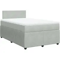 vidaXL Boxspringbett mit Matratze Hellgrau 120x190 cm Samt