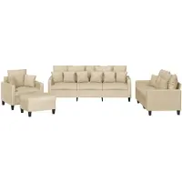 vidaXL 4-tlg. Sofagarnitur mit Kissen Creme Stoff