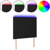 Syfax LED Kopfteil Schwarz 100x5x118/128 cm Stoff