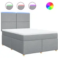 vidaXL Boxspringbett mit Matratze Hellgrau 140x200 cm Stoff