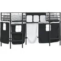 Syfax Kinder Loft Bettgestell mit Vorhängen Schwarz 75 x 190 cm