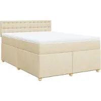 Syfax Boxspringbett mit Matratze Creme 160x200 cm Stoff