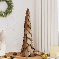 vidaXL "Schlussverkauf" Weihnachtsbaum(1 pc) - Kunstbaum/Tannenbaum - mit Ständer Braun 111 cm Massivholz Teak C8131