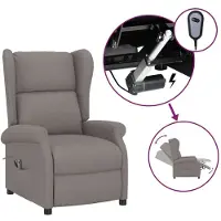 vidaXL Best Möbel Ohrensessel mit Liegefunktion Elektrisch Taupe Stoff - Fernseh- & Relaxsessel A3098327