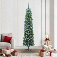 vidaXL Eleganten-Stil Künstlicher Weihnachtsbaum mit 300 LEDs mit Ständer Grün 210 cm DE2692877