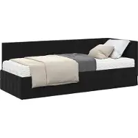 Syfax Eckbettgestell mit Matratze mit Kopfteil 2 pcs Schwarz Samt