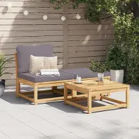 vidaXL "2026 Promotion" 3-tlg. Garten-Lounge-Set mit Kissen Massivholz Akazie - Gartenstühle CC22318