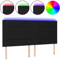 Syfax LED Kopfteil Schwarz 160x5x118/128 cm Stoff