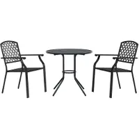 vidaXL Gartenstuhl-Set 3-tlg. Stapelbar Pulverbeschichteter Stahl