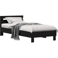 Syfax Bettrahmen Schwarz Eichen-Optik 75 x 190 cm Holzwerkstoff