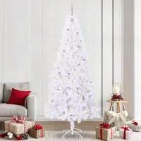 vidaXL "Schlussverkauf" Künstlicher Weihnachtsbaum(1 pc) - Kunstbaum/Tannenbaum - Weiß 240 cm PVC und Stahl C8079