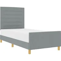 Syfax Bettgestell mit Kopfteil Hellgrau 100 x 200 cm Stoff