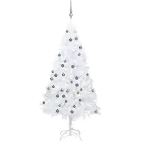 Syfax Künstlicher Weihnachtsbaum mit Beleuchtung & Kugeln Weiß 180 cm